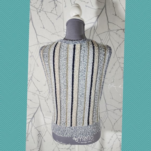 Lady Anne VTG Striped Textured Knit Sweater Vest - Picture 3 of 4